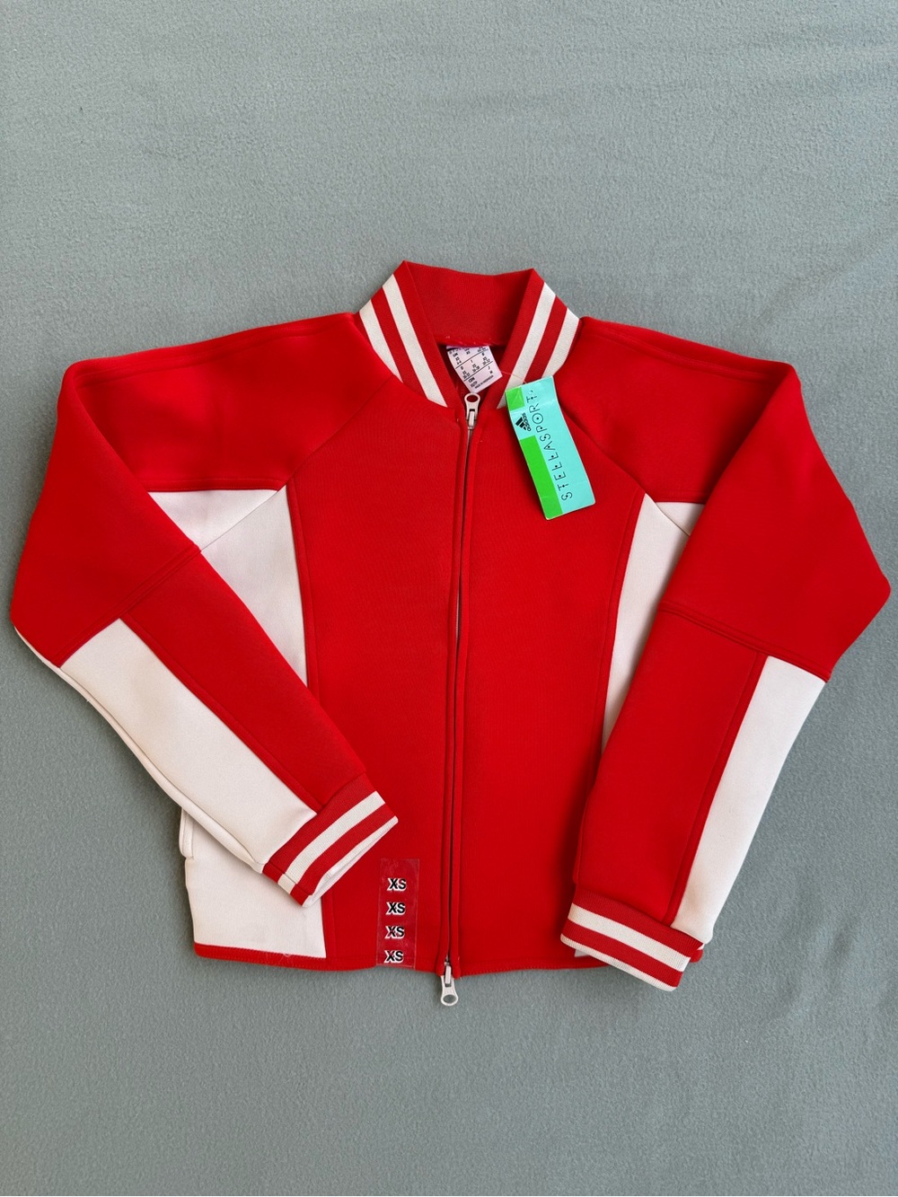 Adidas by Stella MacCartney Bomber Jacket women XS Neoprene Red/white Full Zip